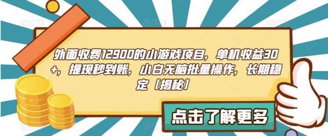 【副业项目6934期】收费12900的小游戏项目，单机收益30+，独家养号方法-网创财富岛