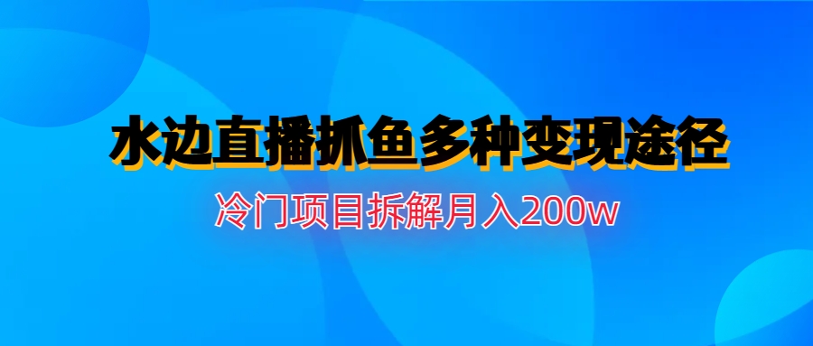 【副业项目6950期】水边直播抓鱼多种变现途径冷门项目月入200w拆解-网创财富岛