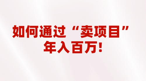 【副业项目7001期】2023年最火项目：通过“卖项目”年入百万！普通人逆袭翻身的唯一出路-网创财富岛