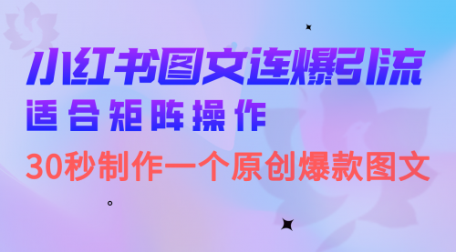 【副业项目7061期】小红书图文连爆技巧 适合矩阵操作 30秒制作一个原创图文-网创财富岛