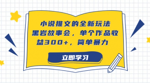 【副业项目7080期】小说推文的全新玩法，黑岩故事会，单个作品收益300+，简单暴力-网创财富岛