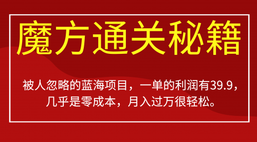 【副业项目7126期】被人忽略的蓝海项目，魔方通关秘籍一单利润有39.9-网创财富岛