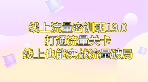 【副业项目7131期】线上流量密训班19.0，打通流量关卡，线上也能实战流量破局-网创财富岛