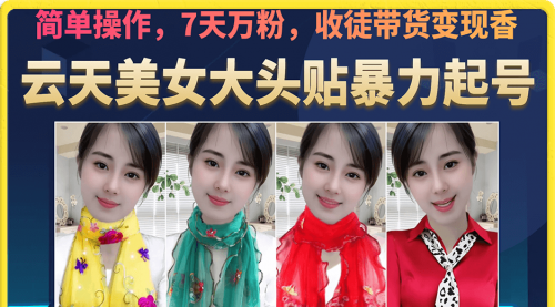 【副业项目7149期】美女大头贴暴力起号教学，简单操作，7天万粉-网创财富岛