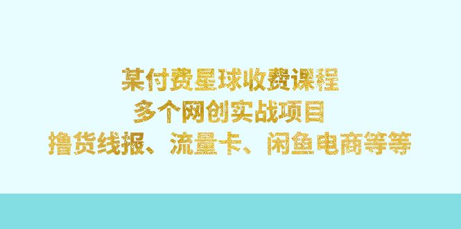 【副业项目7334期】某付费星球课程：多个网创实战项目，撸货线报、流量卡、闲鱼电商等等-网创财富岛