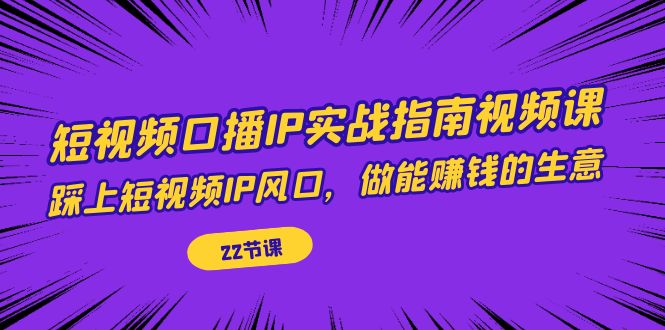 【副业项目7343期】短视频口播IP实战指南视频课，踩上短视频IP风口，做能赚钱的生意（22节课）-网创财富岛