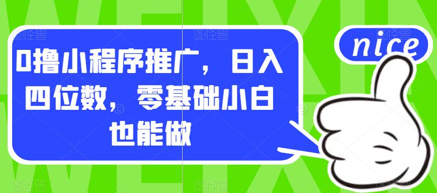 【副业项目7377期】0撸小程序推广，日入四位数，零基础小白也能做【揭秘】-网创财富岛