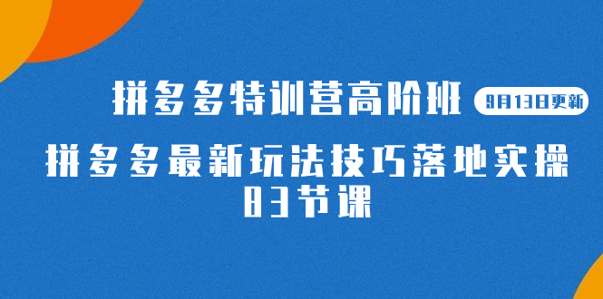 【副业项目7470期】2023拼多多·特训营高阶班【9月13日更新】拼多多最新玩法技巧落地实操-83节-网创财富岛