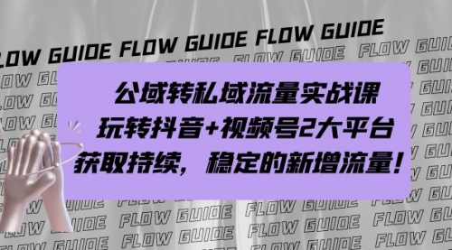 【副业项目7222期】公域转私域流量实战课，玩转抖音+视频号2大平台，获取持续，稳定的新增流量-网创财富岛