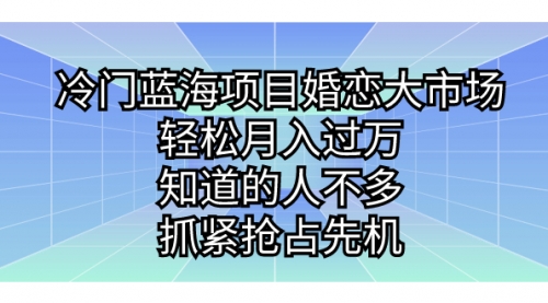 【副业项目7246期】冷门蓝海项目婚恋大市场，轻松月入过万-网创财富岛