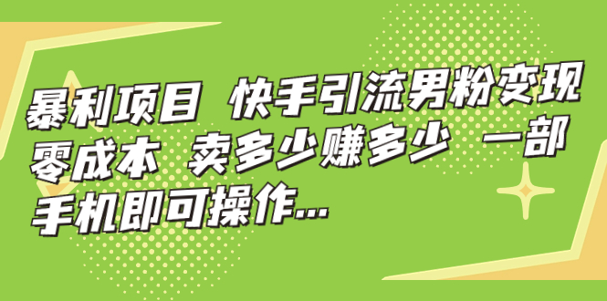 【副业项目7247期】快手引流男粉变现，零成本，卖多少赚多少-网创财富岛
