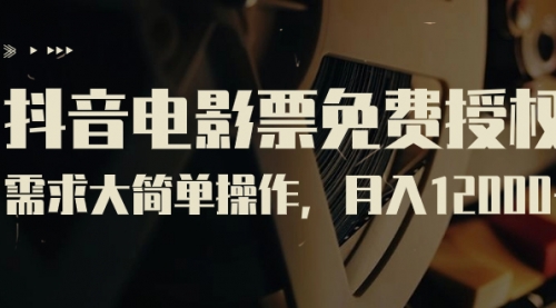 【副业项目7263期】抖音电影票免费授权，需求大简单操作，月入12000+（教程+素材打包）-网创财富岛