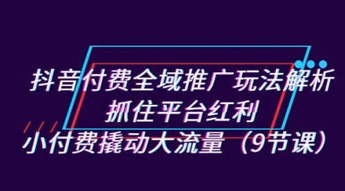 【副业项目7305期】抖音付费全域推广玩法解析：抓住平台红利，小付费撬动大流量（9节课）-网创财富岛