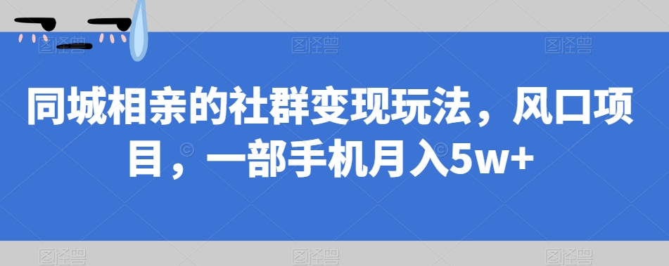 【副业项目7512期】同城相亲的社群变现玩法，风口项目，一部手机月入5w+【揭秘】-网创财富岛