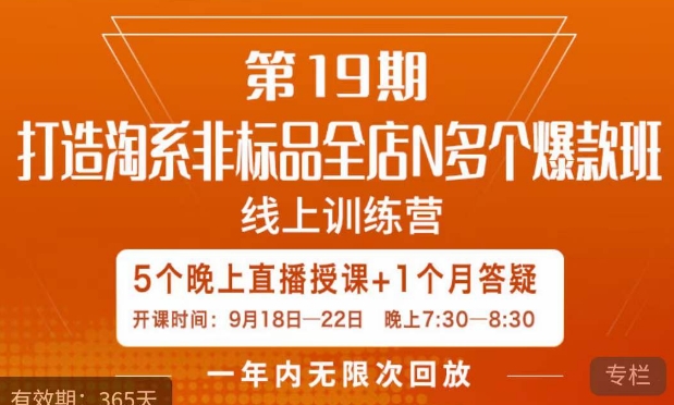 【副业项目7561期】打造淘系非标全店N多个爆款线上课，​5天直播课-网创财富岛