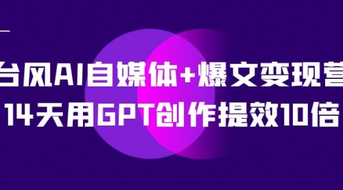 【副业项目7733期】台风AI自媒体+爆文变现营，14天用GPT创作提效10倍（12节课）-网创财富岛