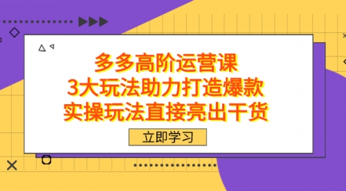 【副业项目7758期】拼多多高阶·运营课，3大玩法助力打造爆款，实操玩法直接亮出干货-网创财富岛