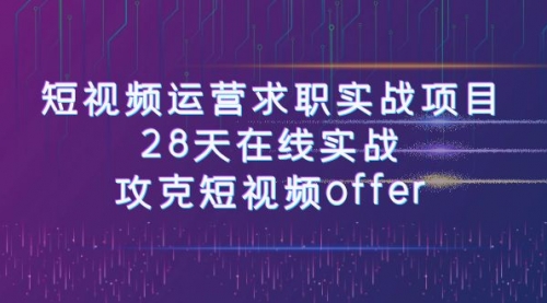 【副业项目8015期】短视频运营求职实战项目，28天在线实战，攻克短视频offer（46节课）-网创财富岛