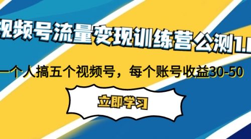 【副业项目8026期】视频号流量变现训练营公测1.0：一个人搞五个视频号，每个账号收益30-50-网创财富岛