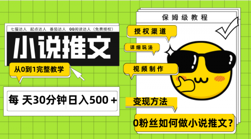 【副业项目8160期】Ai小说推文每天20分钟日入500＋授权渠道-网创财富岛