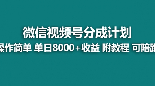 【副业项目8166期】视频号分成计划，单天收益8000+，附玩法教程！可陪跑-网创财富岛
