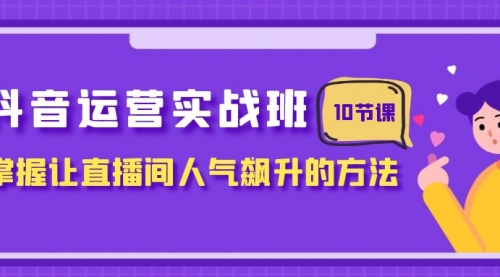 【副业项目8216期】抖音运营实战班，掌握让直播间人气飙升的方法（10节课）-网创财富岛