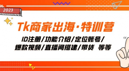 【副业项目8226期】Tk商家出海·特训营：ID注册/功能介绍/定位账号/爆款视频/直播间搭建/带货-网创财富岛