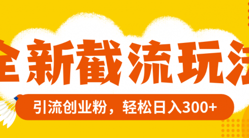 【副业项目8262期】全新截流玩法，精准引流创业粉，轻松日入300+-网创财富岛