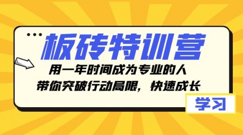 【副业项目8289期】板砖特训营，用一年时间成为专业的人，带你突破行动局限，快速成长-网创财富岛