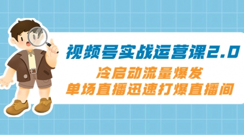 【副业项目8293期】视频号实战运营课2.0，冷启动流量爆发，单场直播迅速打爆直播间-网创财富岛