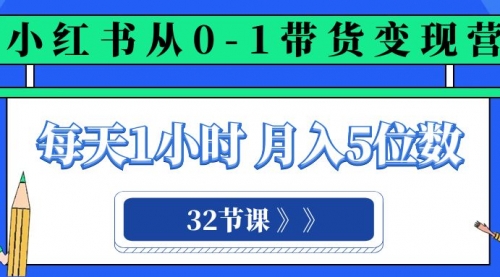 【副业项目8315期】小红书 0-1带货变现营，每天1小时，轻松月入5位数（32节课）-网创财富岛