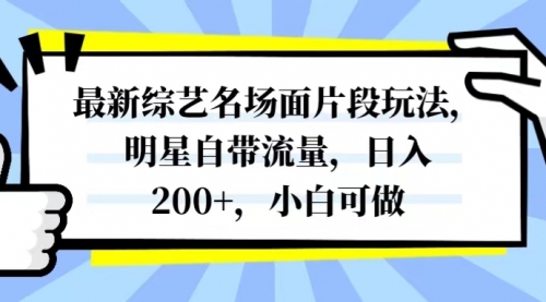 【副业项目8334期】最新综艺名场面片段玩法，明星自带流量，日入200+，小白可做-网创财富岛