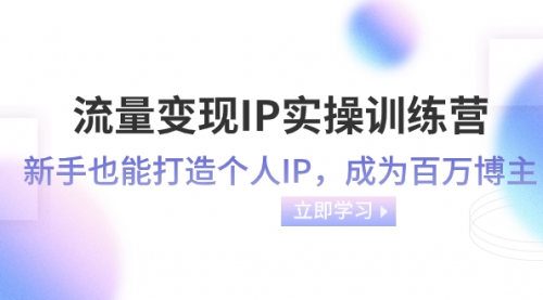 【副业项目8349期】流量变现-IP实操训练营：新手也能打造个人IP，成为百万博主-网创财富岛