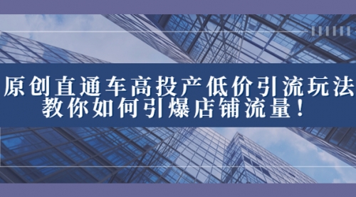 【副业项目8402期】2023直通车高投产低价引流玩法，教你如何引爆店铺流量！-网创财富岛
