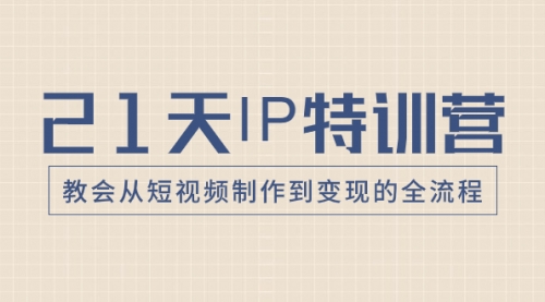 【副业项目8422期】21天IP特训营，教会从短视频制作到变现的全流程-网创财富岛