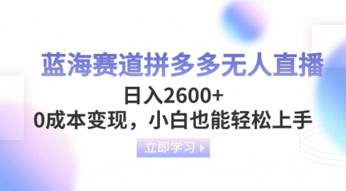 【副业项目8495期】蓝海赛道拼多多无人直播，日入2600+，0成本变现，小白也能轻松上手-网创财富岛