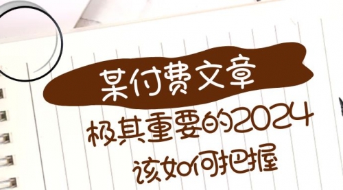 【副业项目8537期】极其重要的2024该如何把握？-网创财富岛