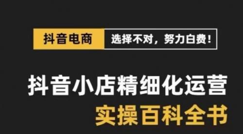 【副业项目8545期】抖音小店 精细化运营-百科全书，保姆级运营实战讲解-网创财富岛