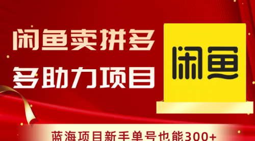 【副业项目8601期】闲鱼卖拼多多助力项目，蓝海项目新手单号也能300+-网创财富岛