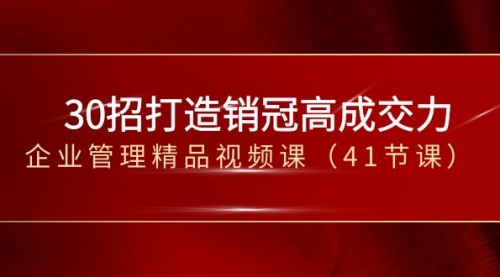 【副业项目8634期】30招-打造销冠高成交力-企业管理精品视频课-网创财富岛