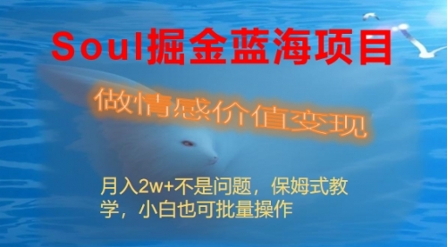 【副业8669期】Soul掘金蓝海项目细分赛道，做情感价值变现，月入2w+不是问题-网创财富岛