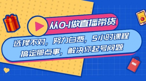 【副业8684期】教您从0-1做直播带货：选择不对，努力白费，5小时课程搞定那点事-网创财富岛
