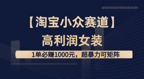【副业8721期】【淘宝小众赛道】高利润女装：1单必赚1000元-网创财富岛