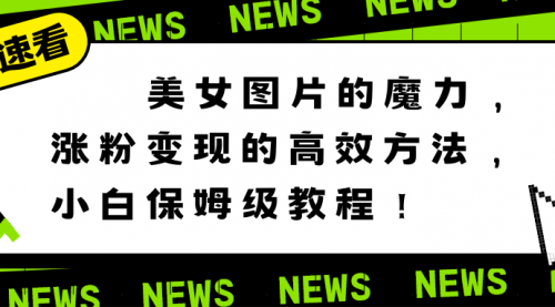 【副业8733期】美女图片的魔力，涨粉变现的高效方法，小白保姆级教程！-网创财富岛