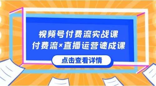 【副业8757期】视频号付费流实战课，付费流×直播运营速成课，让你快速掌握视频号核心-网创财富岛