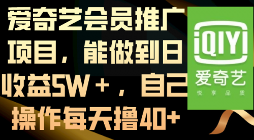 【副业8764期】爱奇艺会员推广项目，能做到日收益5W＋-网创财富岛