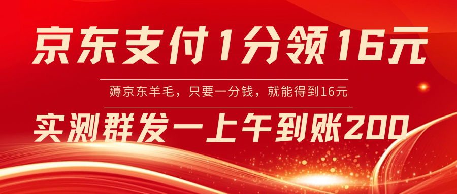 【副业8772期】京东活动：支付1分得16元实操到账200-网创财富岛
