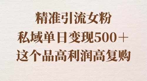 【副业8817期】精准引流女粉，私域单日变现500＋，高利润高复购，保姆级实操教程分享-网创财富岛