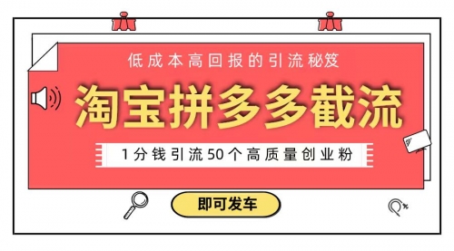 【副业8864期】淘宝拼多多电商平台截流创业粉 只需要花上1分钱，长尾流量至少给你引流50粉-网创财富岛