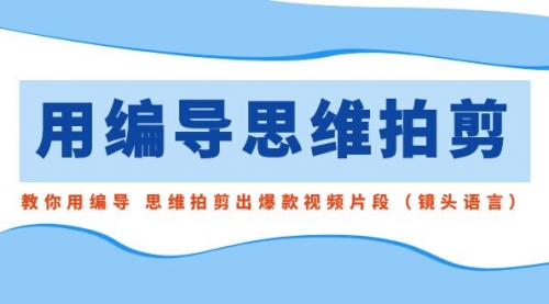 【副业8866期】用编导的思维拍剪，教你用编导 思维拍剪出爆款视频片段（镜头语言）-网创财富岛